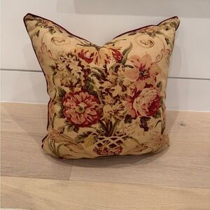Ralph Lauren Vintage Floral Pillow with Red and Cream Accents